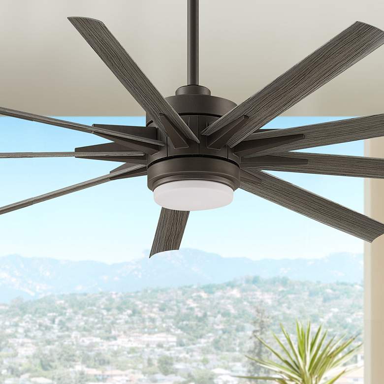 Image 1 64 inch Fanimation Odyn Custom Matte Greige LED Wet Smart Ceiling Fan