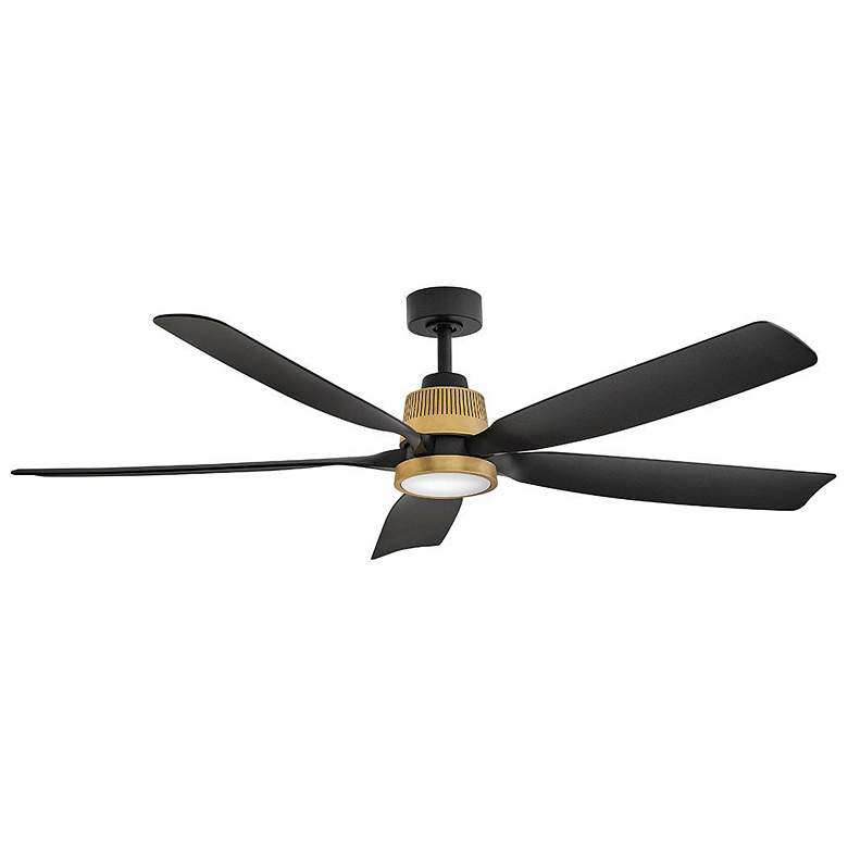 Image 1 64" Hinkley Bodin Heritage Brass Black LED Smart Ceiling Fan