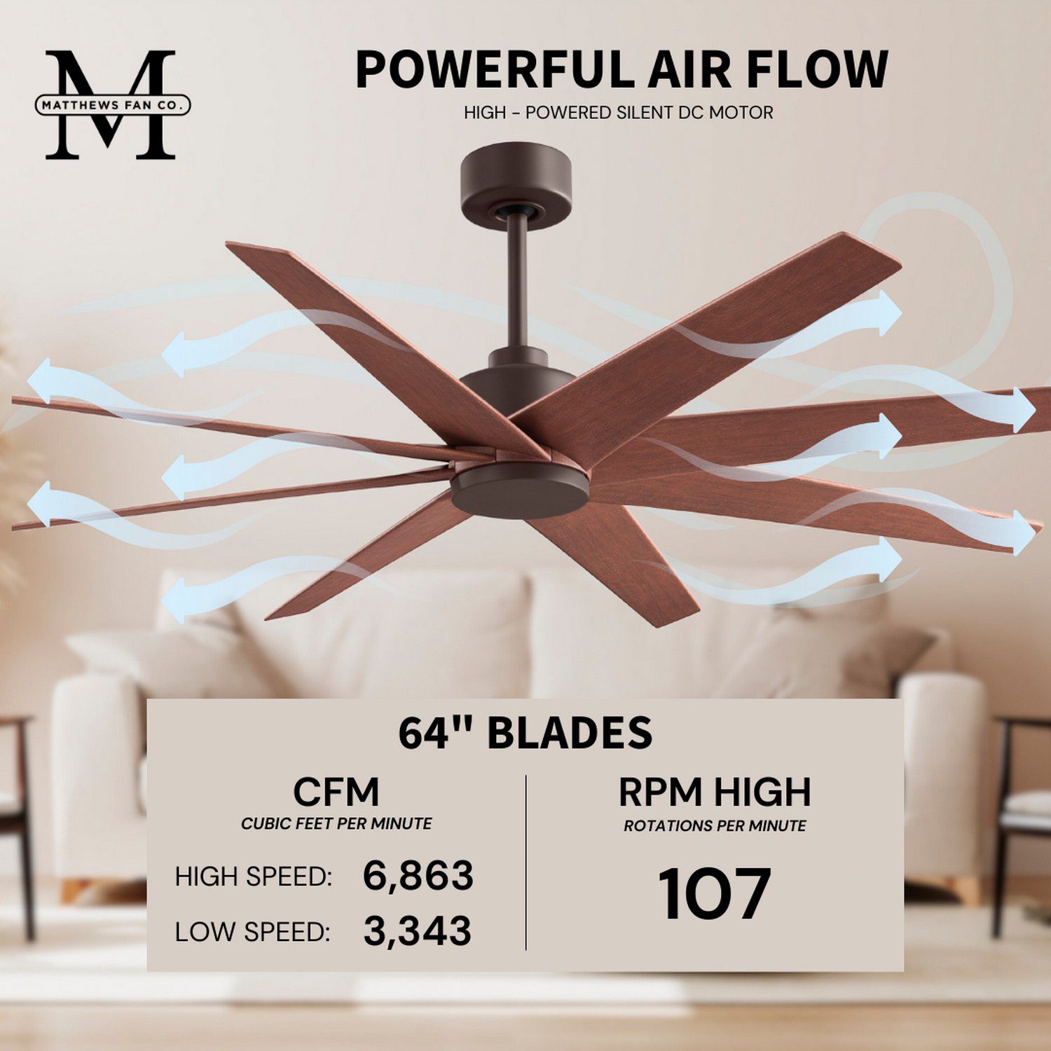 Image 7 64" Matthews Ariella Bronze Ceiling Fan with Walnut Blades more views