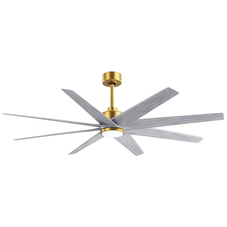 Image 1 64" Matthews Ariella Brushed Brass and Barn Wood LED Ceiling Fan