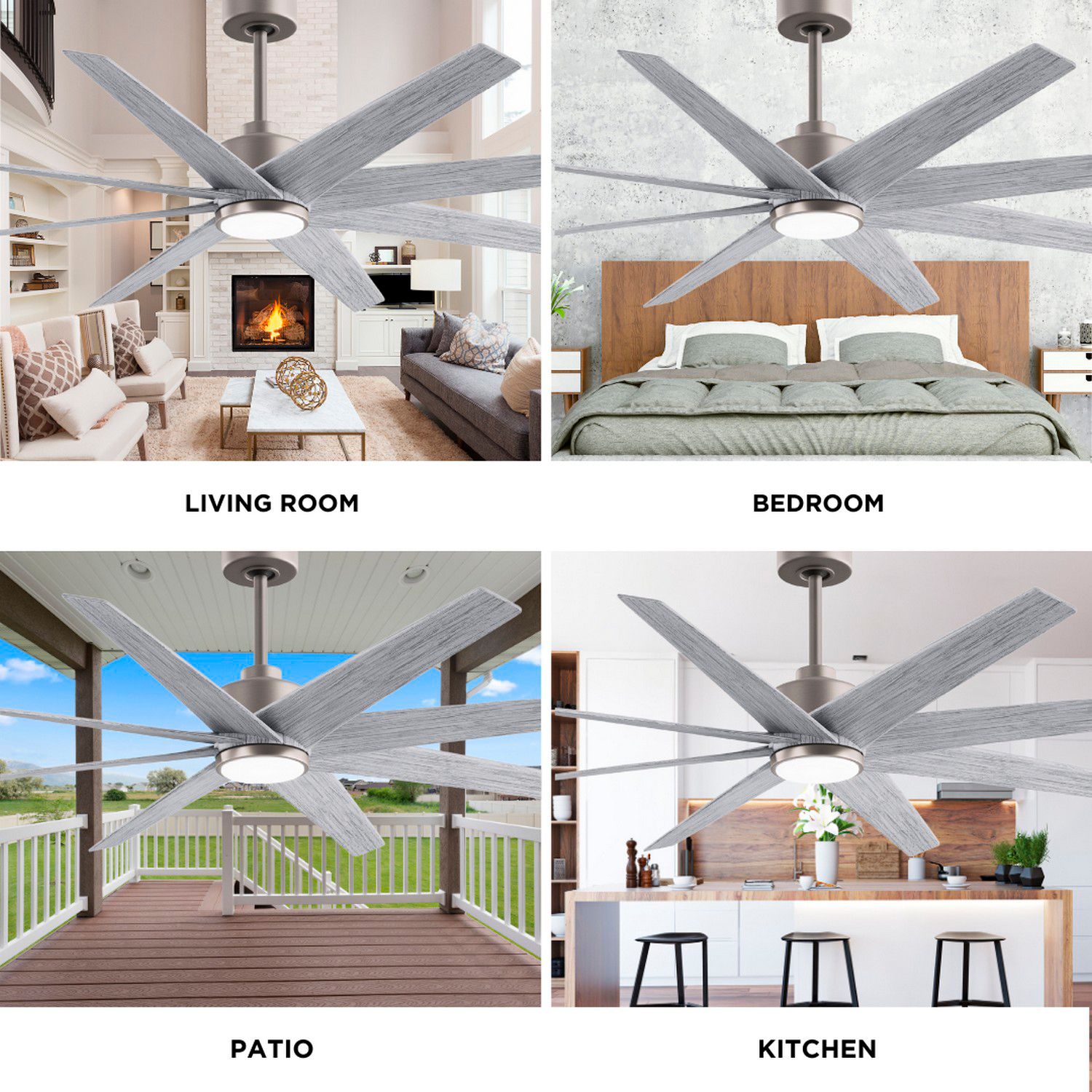 64" Matthews Ariella Brushed Nickel and Barn Wood LED Ceiling Fan
