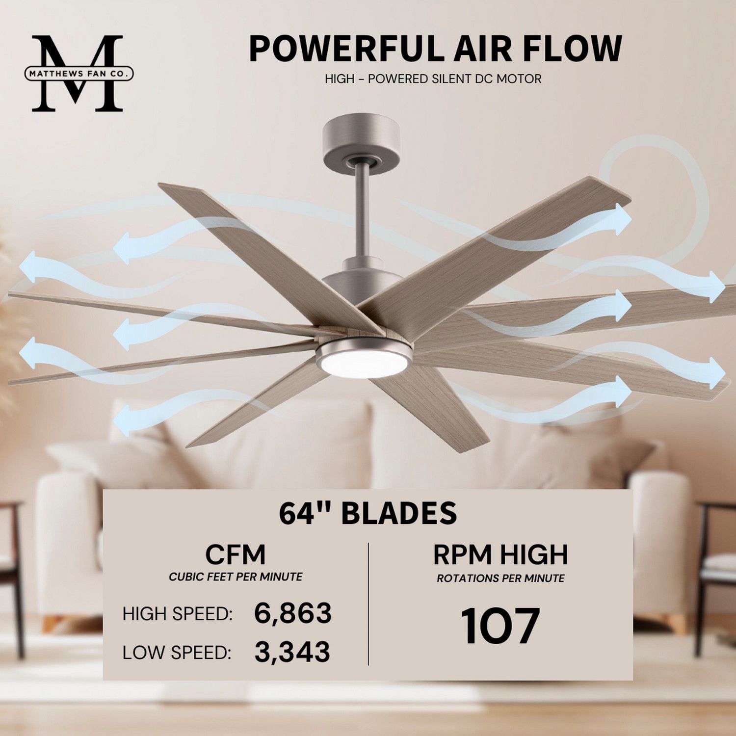 Image 6 64" Matthews Ariella Brushed Nickel and Gray Ash Tone LED Ceiling Fan more views