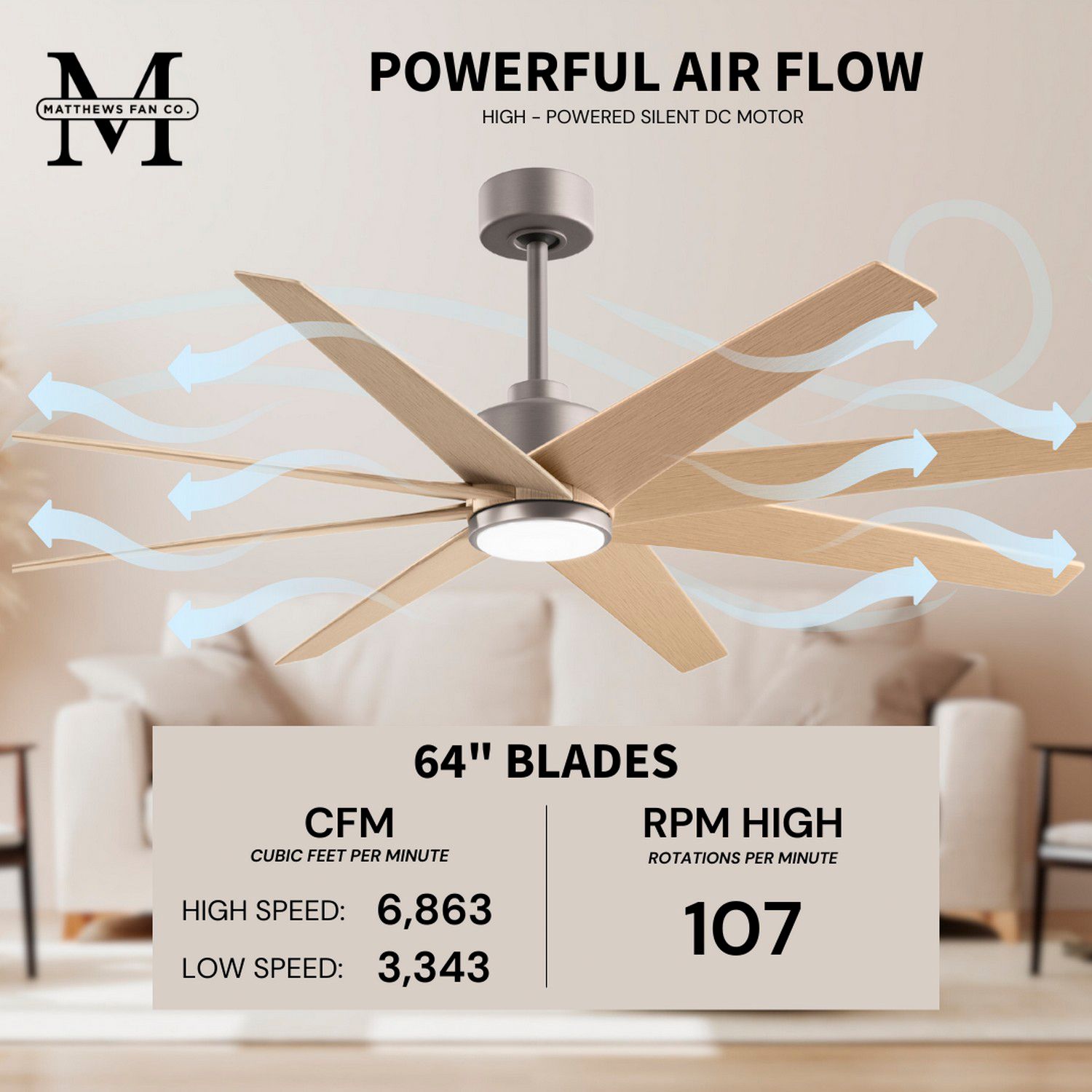 Image 6 64" Matthews Ariella Brushed Nickel and Light Maple LED Ceiling Fan more views