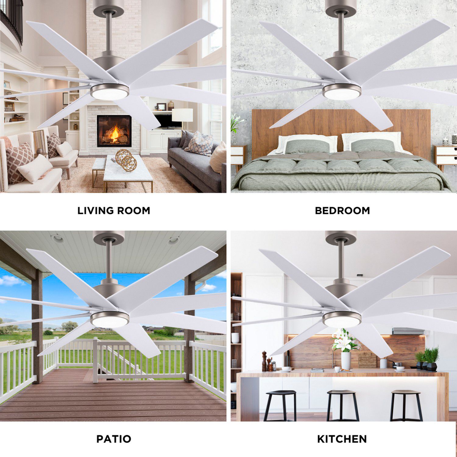 64" Matthews Ariella Brushed Nickel and Matte White LED Ceiling Fan