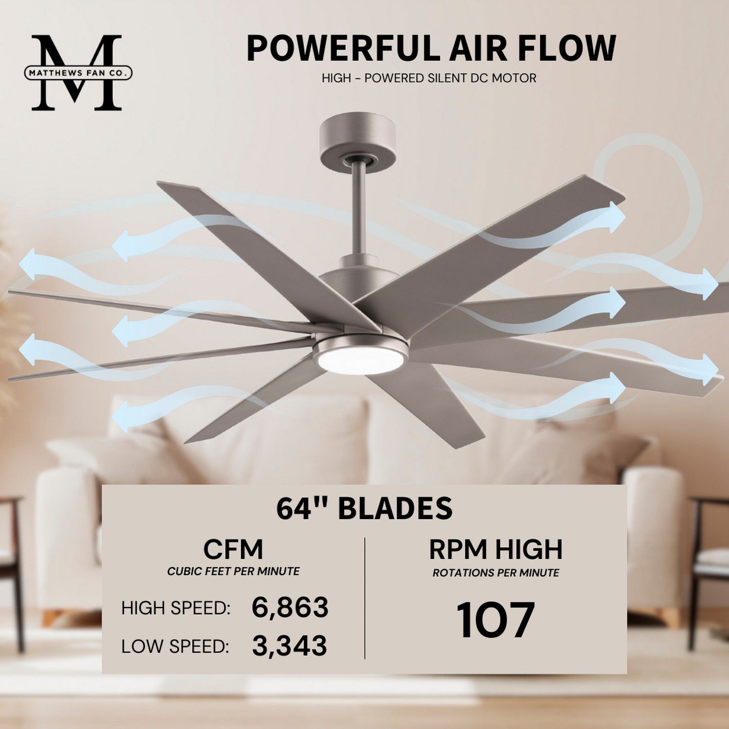 Image 7 64" Matthews Ariella Brushed Nickel LED Ceiling Fan more views