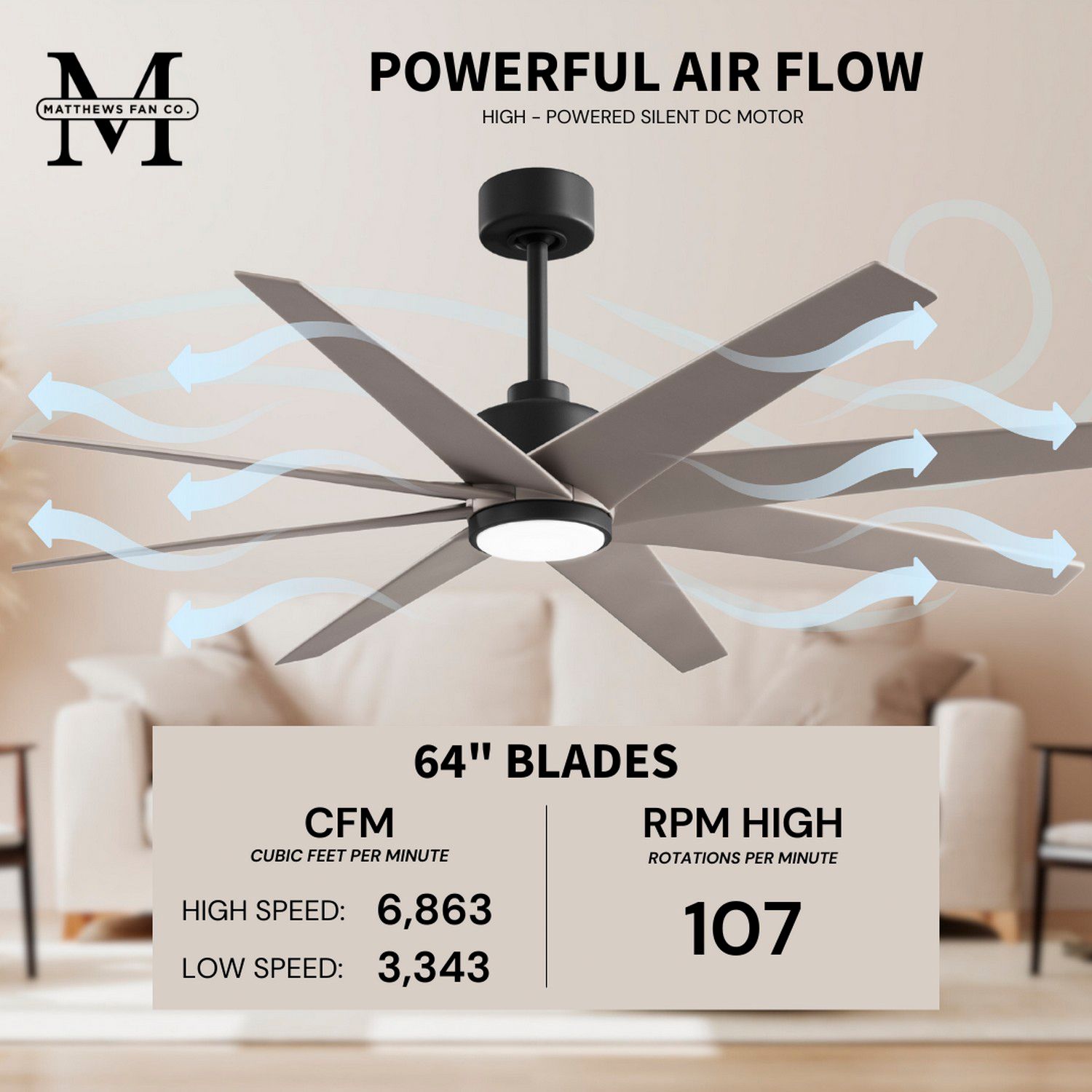 Image 7 64" Matthews Ariella Matte Black and Brushed Nickel LED Ceiling Fan more views
