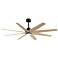 64" Matthews Ariella Matte Black and Light Maple LED Ceiling Fan
