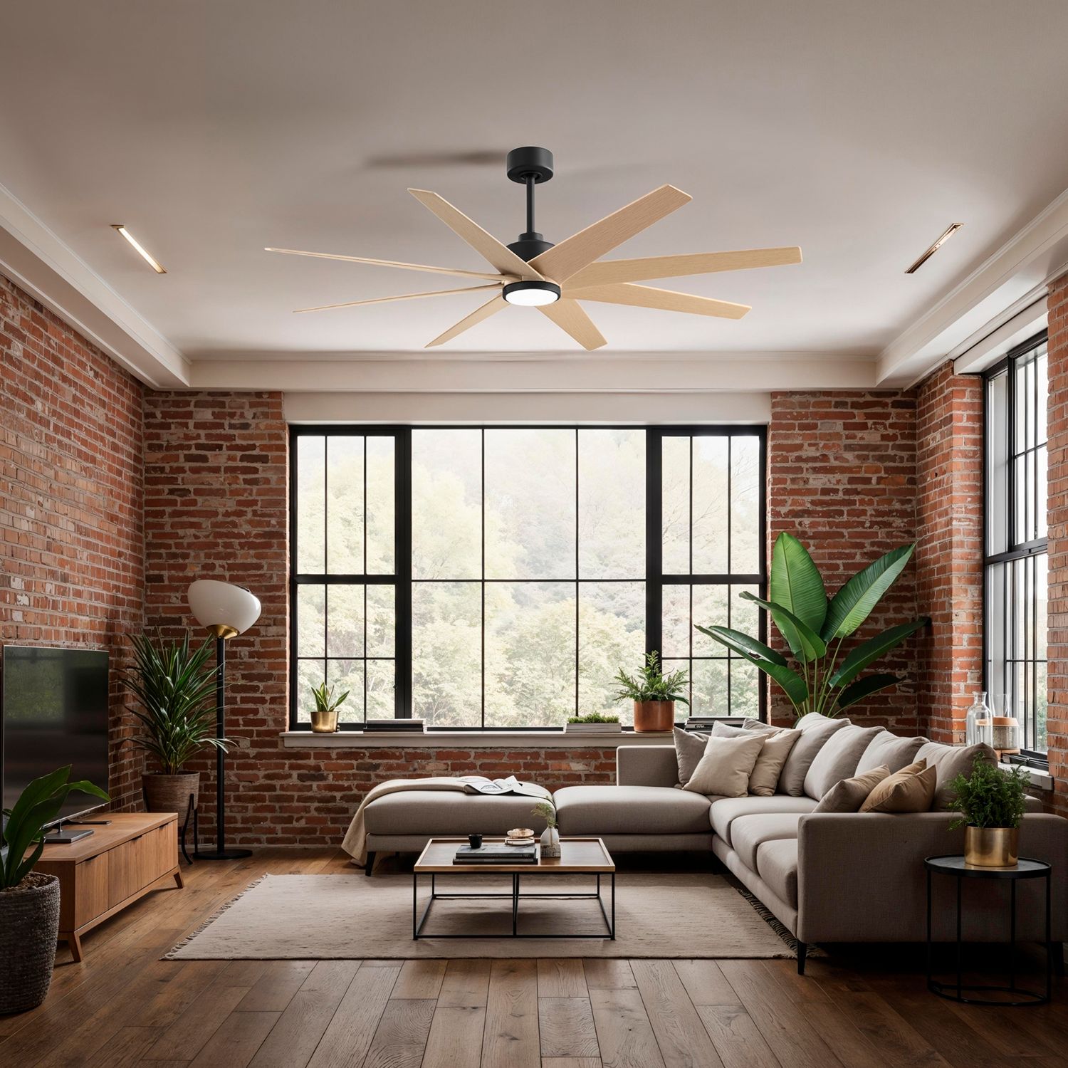 Image 3 64" Matthews Ariella Matte Black and Light Maple LED Ceiling Fan more views