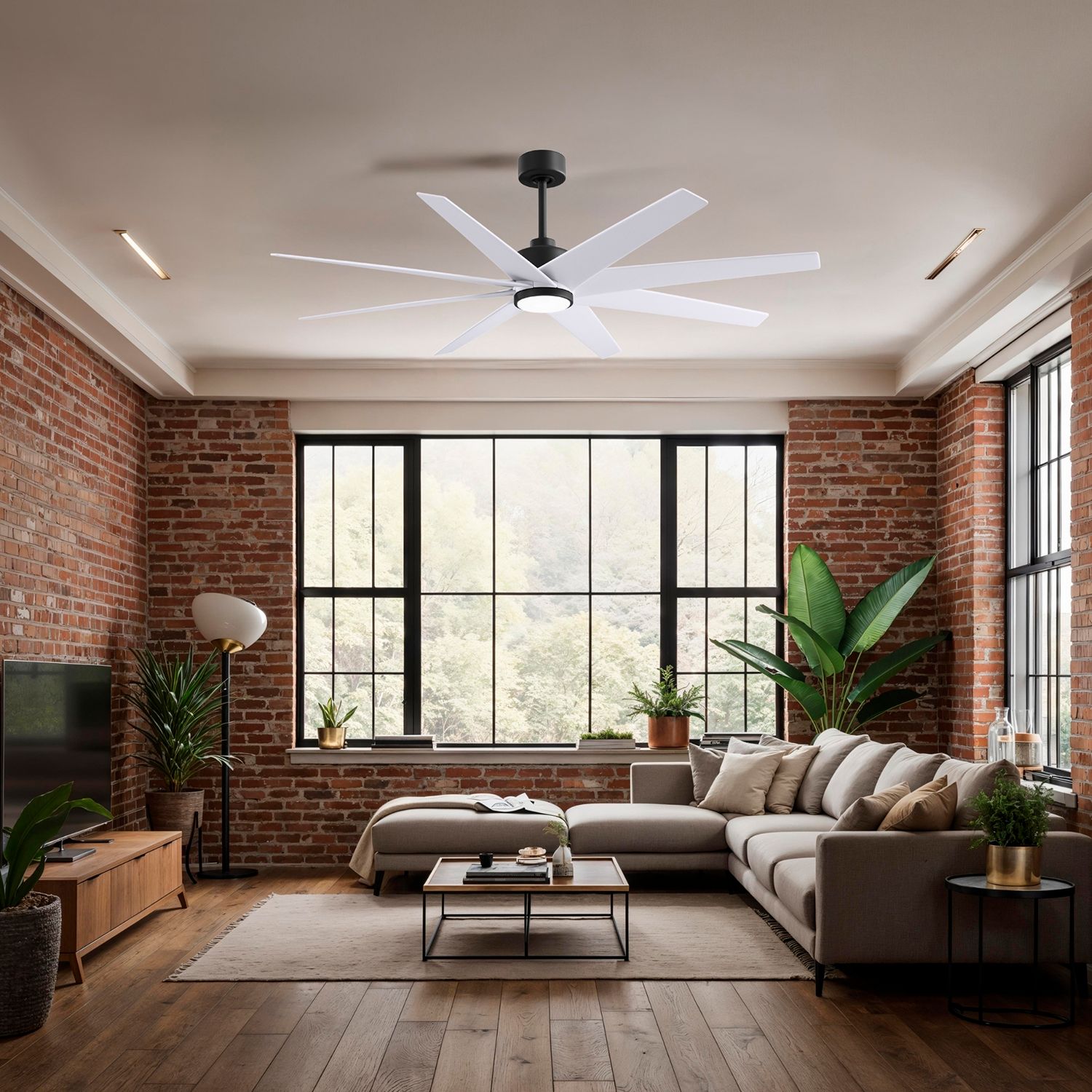 Image 3 64" Matthews Ariella Matte Black and Matte White LED Ceiling Fan more views