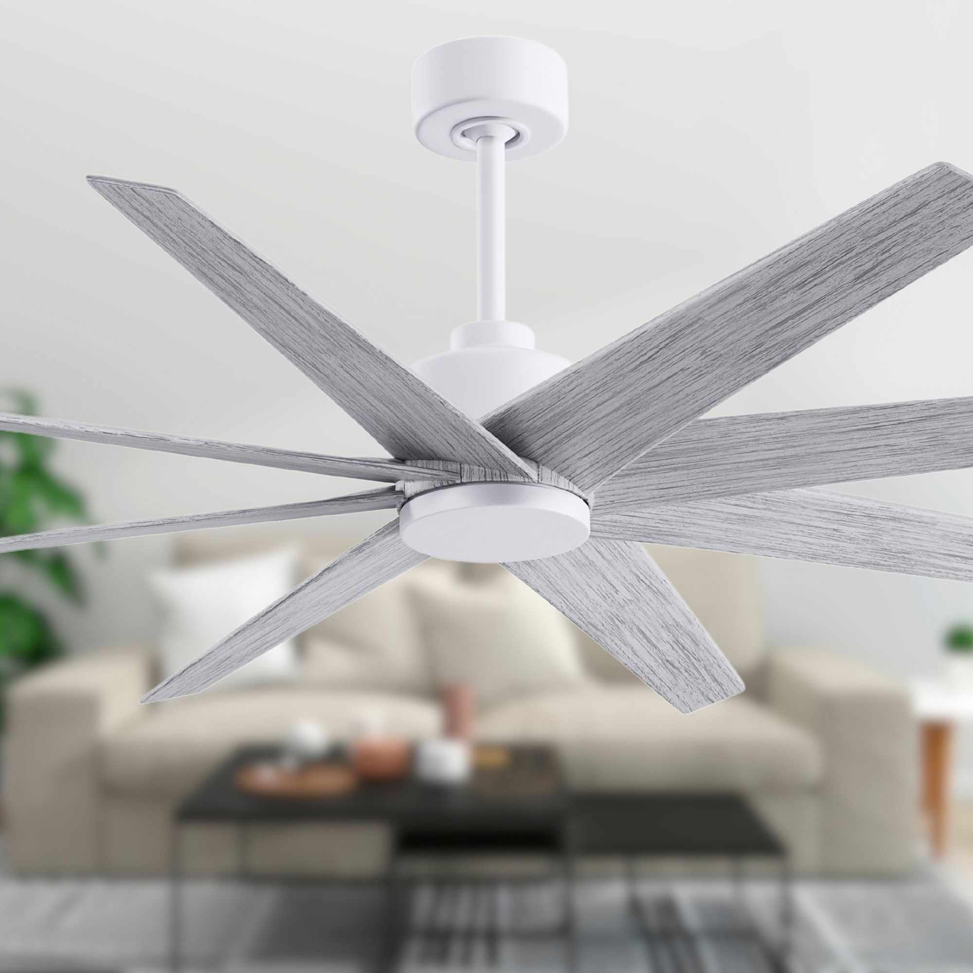 Image 3 64" Matthews Ariella Matte White and Barn Wood Ceiling Fan more views