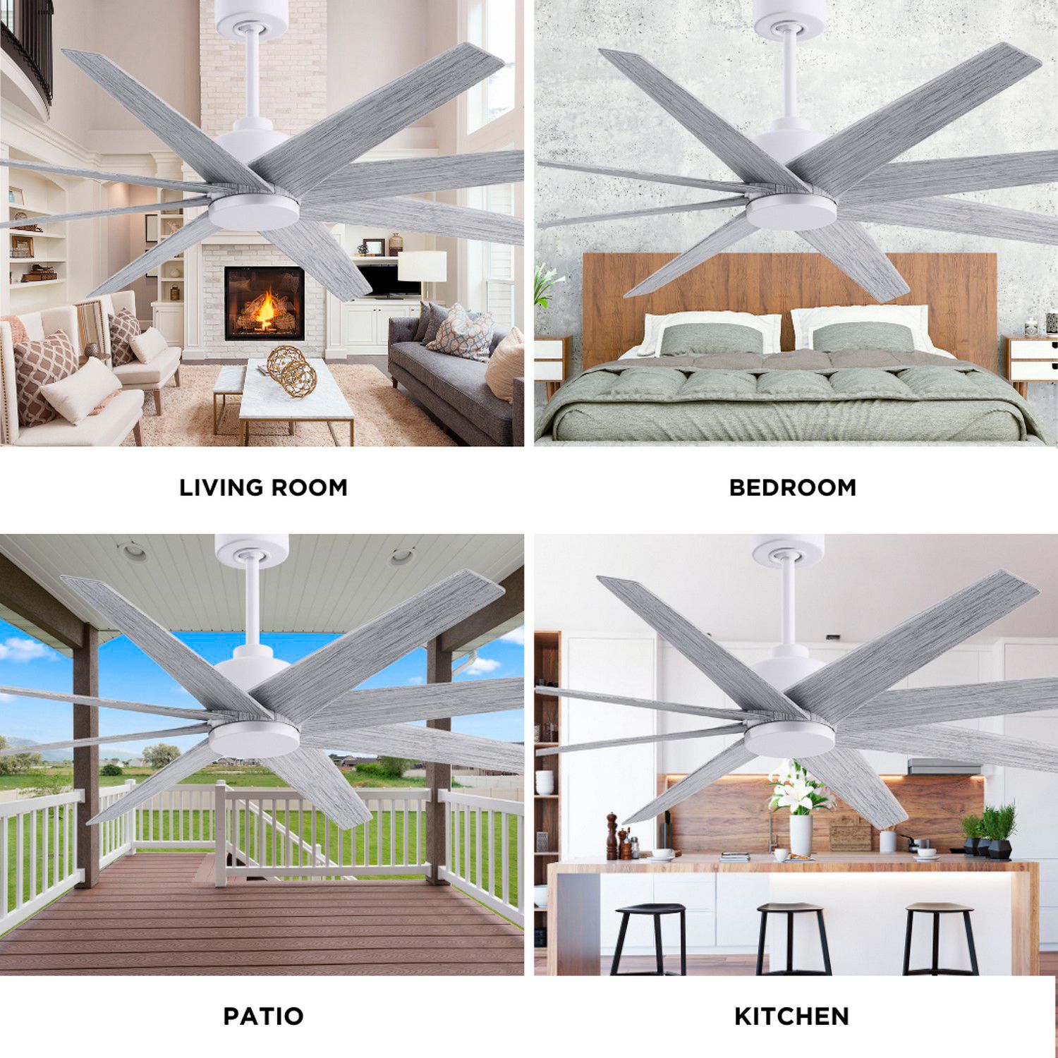 64" Matthews Ariella Matte White and Barn Wood Ceiling Fan