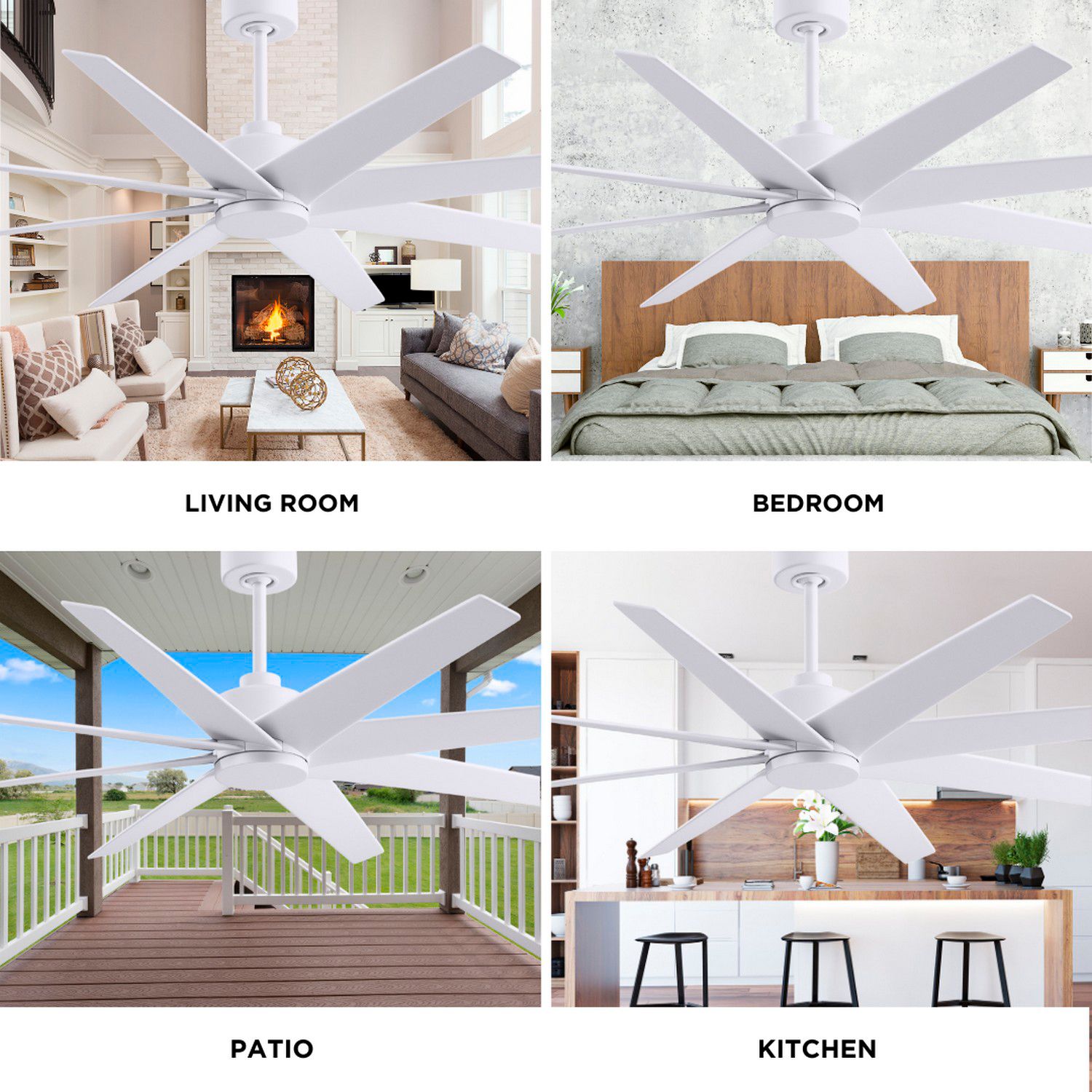 64" Matthews Ariella Matte White Ceiling Fan