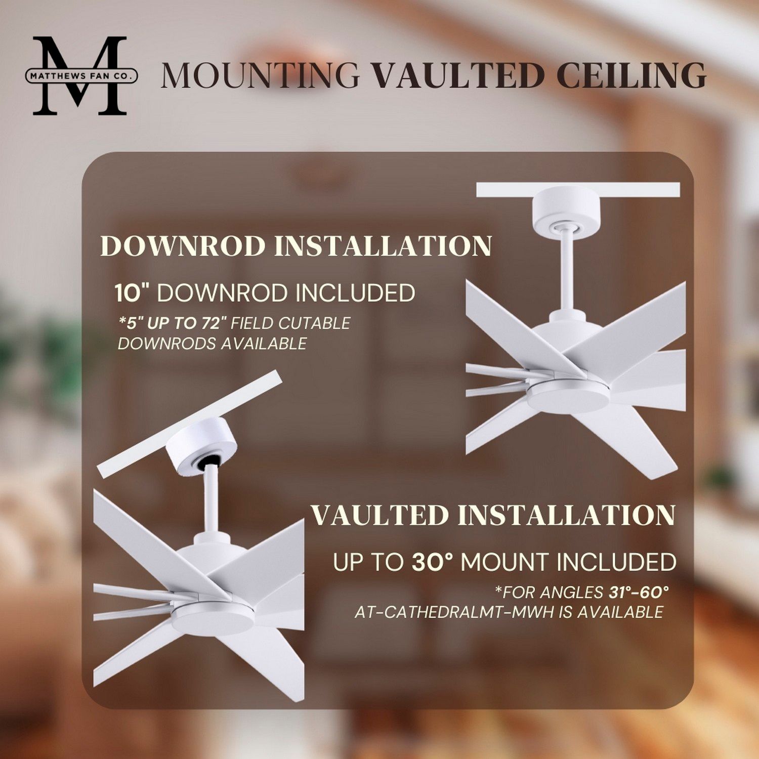 64" Matthews Ariella Matte White Ceiling Fan