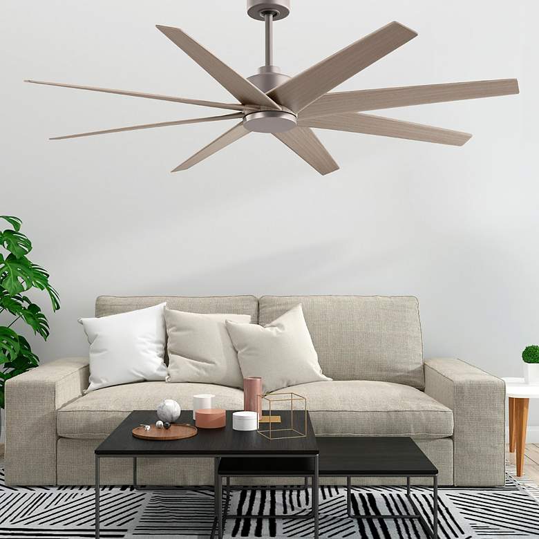 Image 3 64" Matthews Ariella Nickel Ceiling Fan with Gray Ash Blades more views