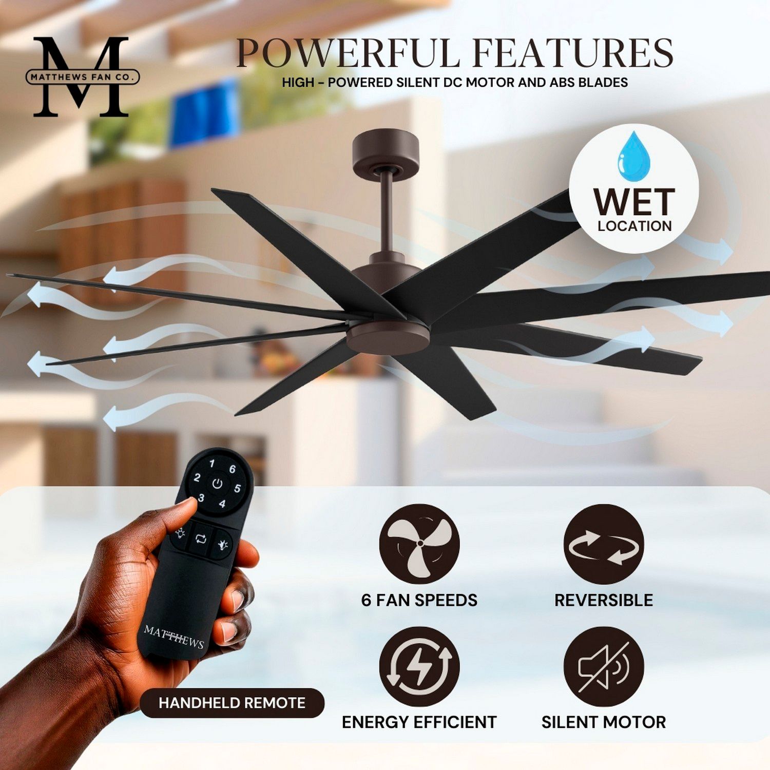Image 6 64" Matthews Ariella Textured Bronze and Matte Black Ceiling Fan more views
