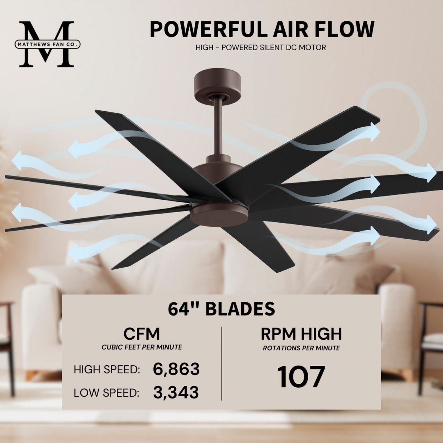 Image 7 64" Matthews Ariella Textured Bronze and Matte Black Ceiling Fan more views