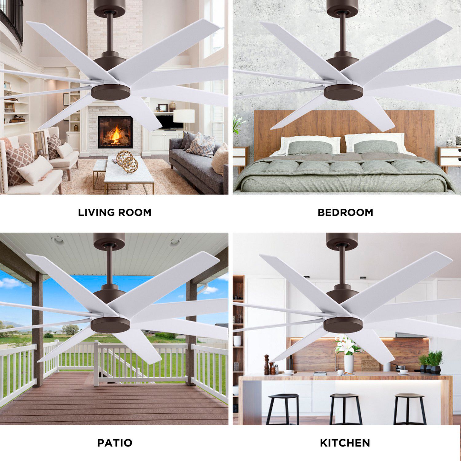 64" Matthews Ariella Textured Bronze and Matte White Ceiling Fan