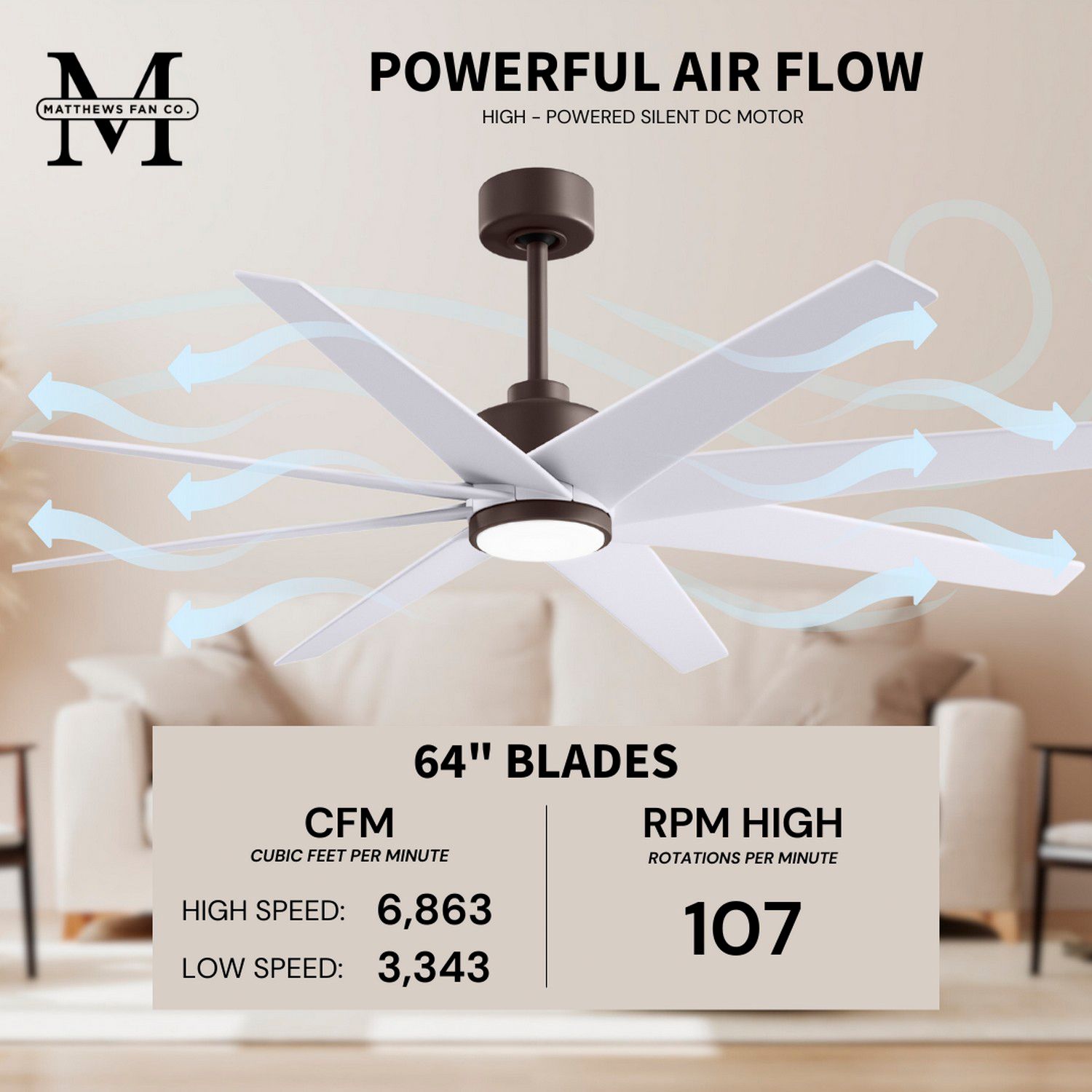 Image 6 64" Matthews Ariella Textured Bronze and Matte White LED Ceiling Fan more views