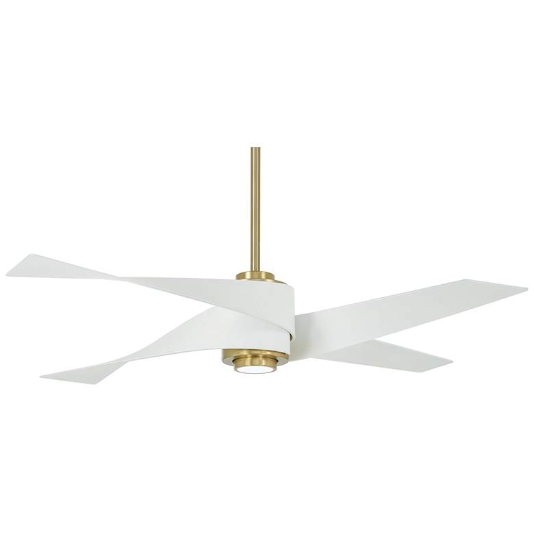 Image 2 64 inch Minka Aire Artemis IV Brass and White LED Ceiling Fan with Remote