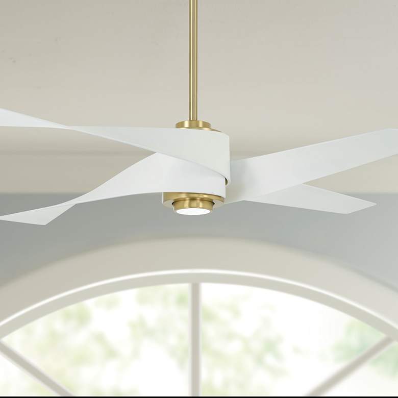 Image 1 64" Minka Aire Artemis IV Brass and White LED Ceiling Fan with Remote