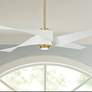 64" Minka Aire Artemis IV Brass and White LED Ceiling Fan with Remote