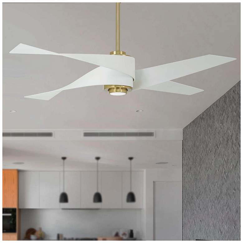 Image 5 64 inch Minka Aire Artemis IV Brass and White LED Ceiling Fan with Remote more views