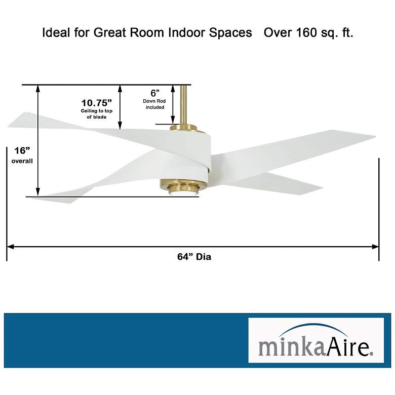 Image 6 64 inch Minka Aire Artemis IV Brass and White LED Ceiling Fan with Remote more views