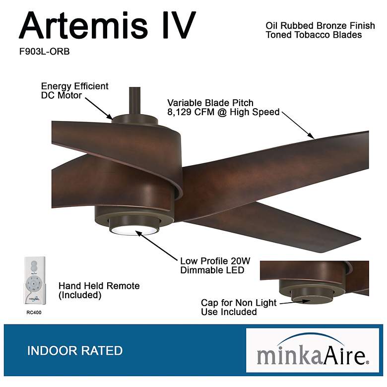 Image 6 64" Minka Aire Artemis IV Bronze DC Modern Ceiling Fan with Remote more views