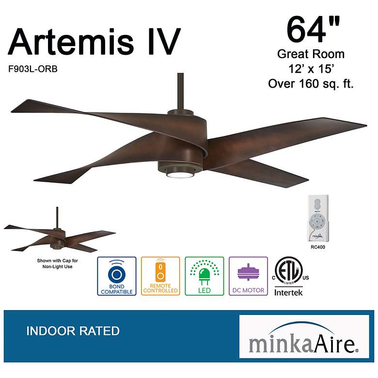 Image 7 64" Minka Aire Artemis IV Bronze DC Modern Ceiling Fan with Remote more views