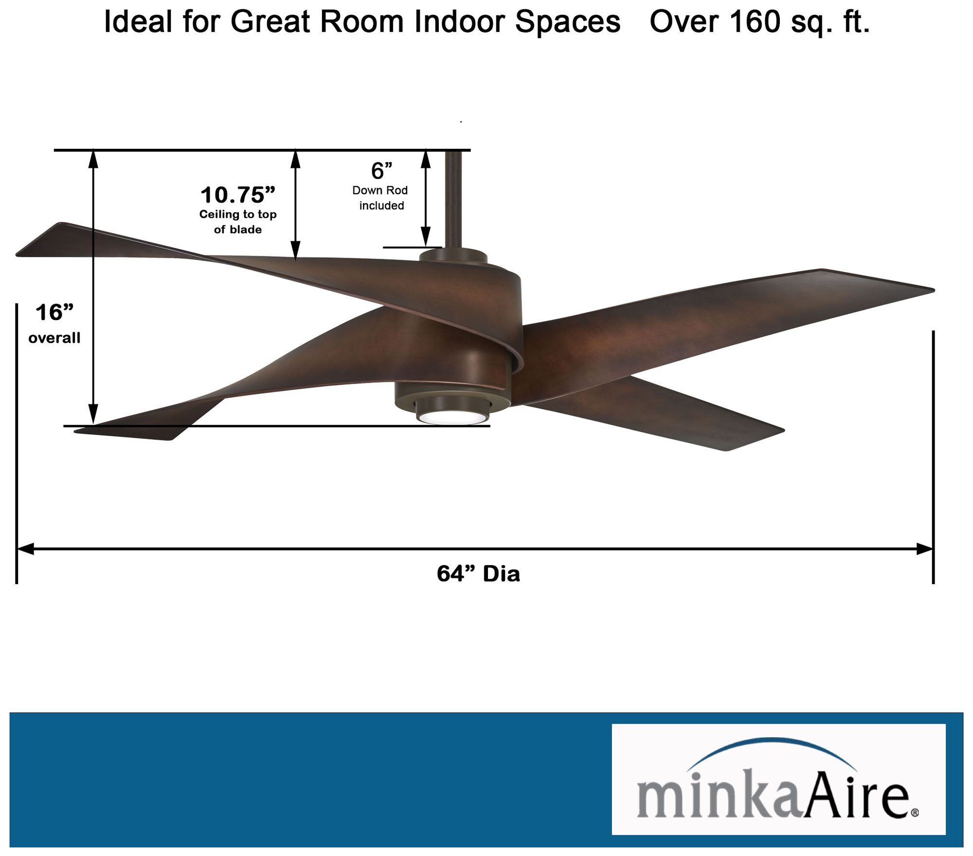 64" Minka Aire Artemis IV Bronze DC Modern Ceiling Fan with Remote