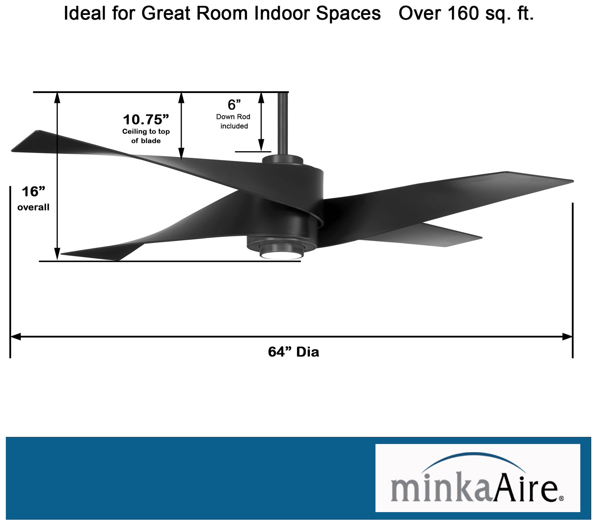 64" Minka Aire Artemis IV Gun Metal DC Ceiling Fan with Remote
