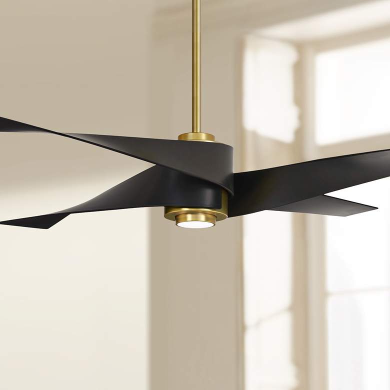 Image 1 64" Minka Aire Artemis IV Soft Brass DC Modern Ceiling Fan with Remote