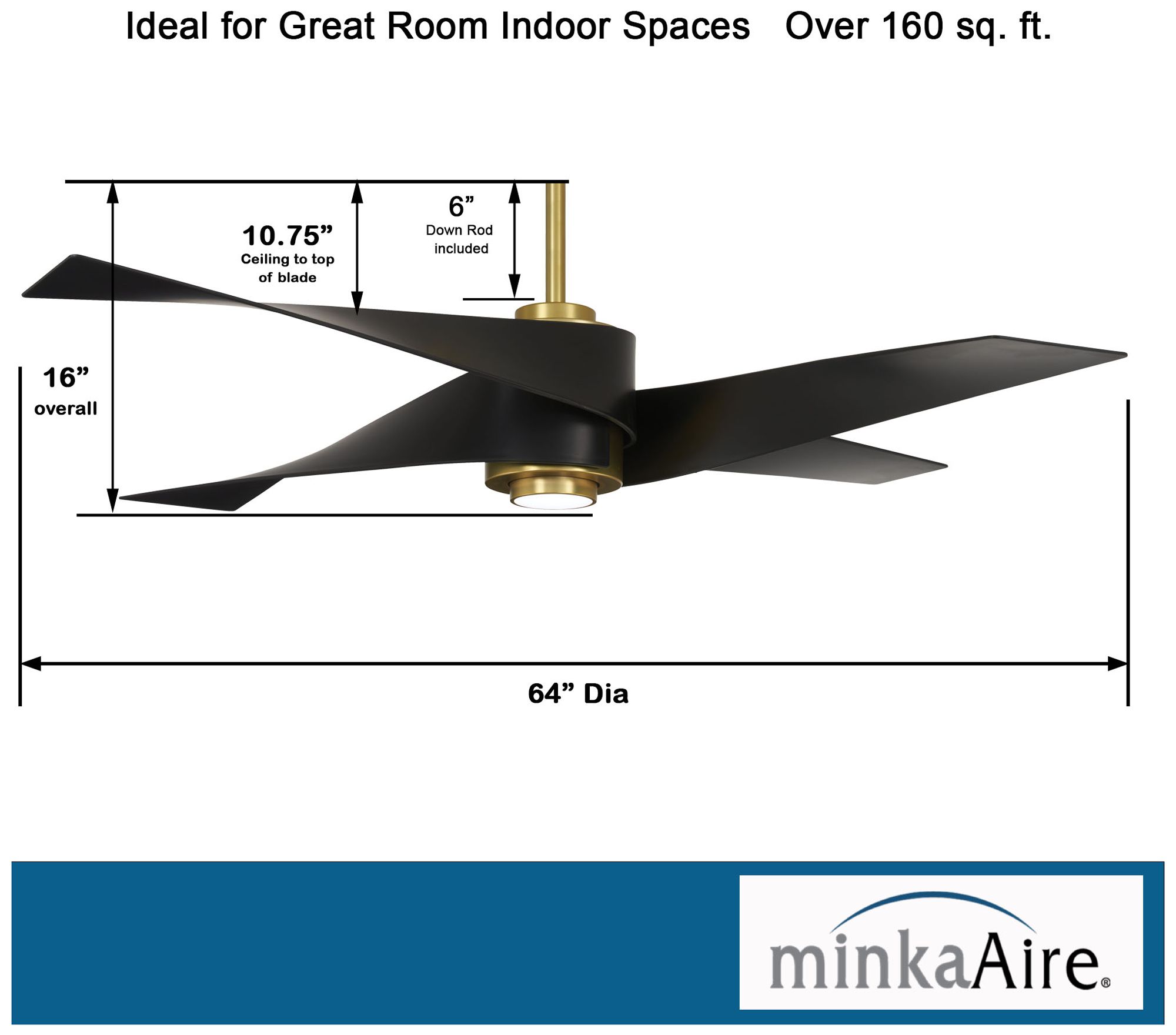 64" Minka Aire Artemis IV Soft Brass DC Modern Ceiling Fan with Remote