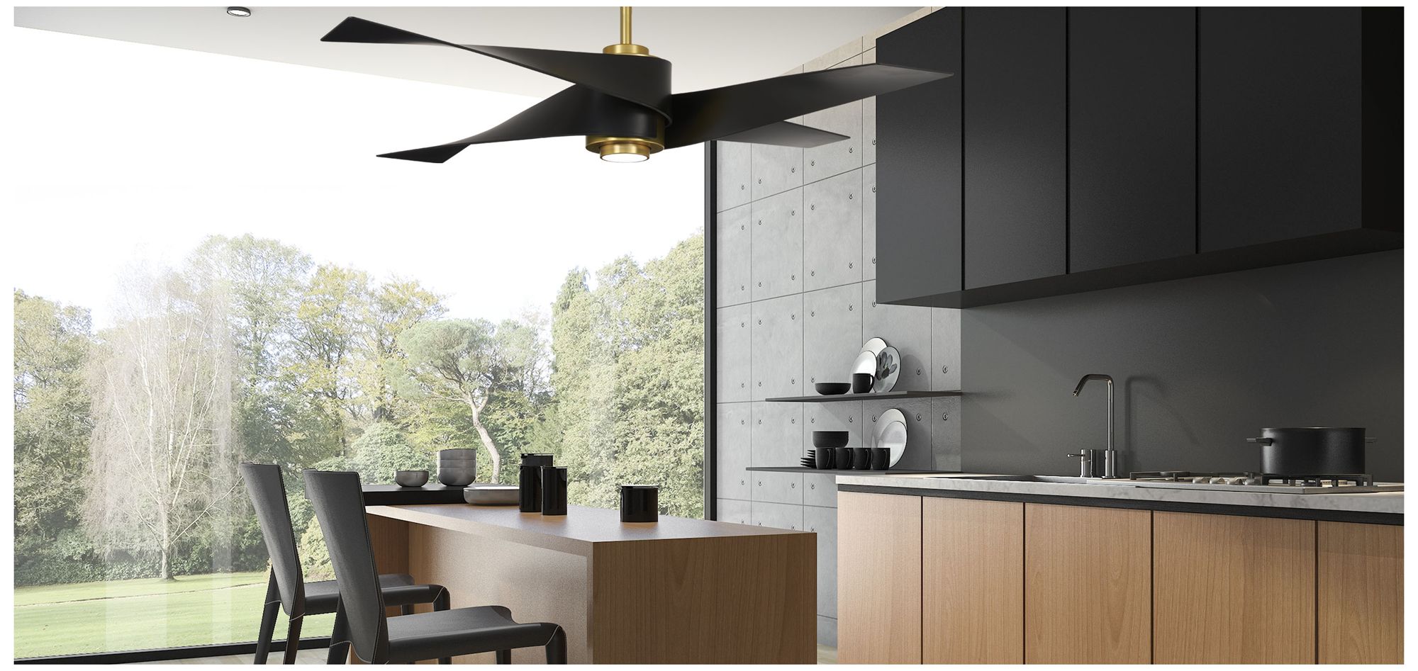 64" Minka Aire Artemis IV Soft Brass DC Modern Ceiling Fan with Remote