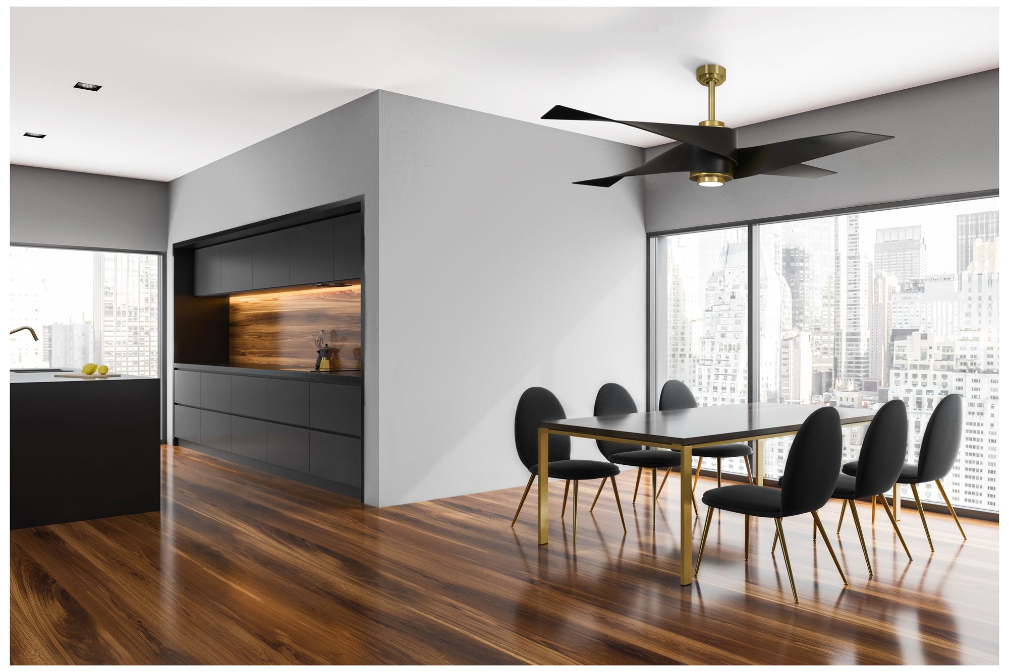 64" Minka Aire Artemis IV Soft Brass DC Modern Ceiling Fan with Remote