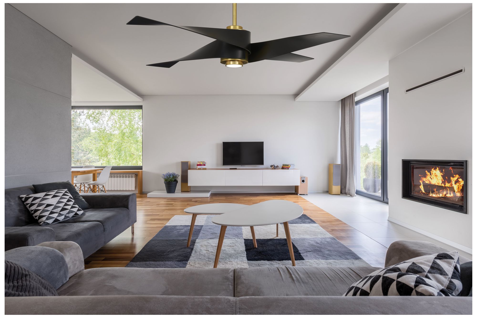 64" Minka Aire Artemis IV Soft Brass DC Modern Ceiling Fan with Remote