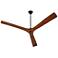 64" Oxygen Mecca Black and Walnut Damp Rated Smart Ceiling Fan