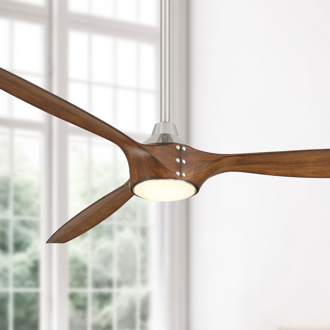 Image 6 64" Pierce Brushed Nickel LED Ceiling Fan with Koa Blades more views