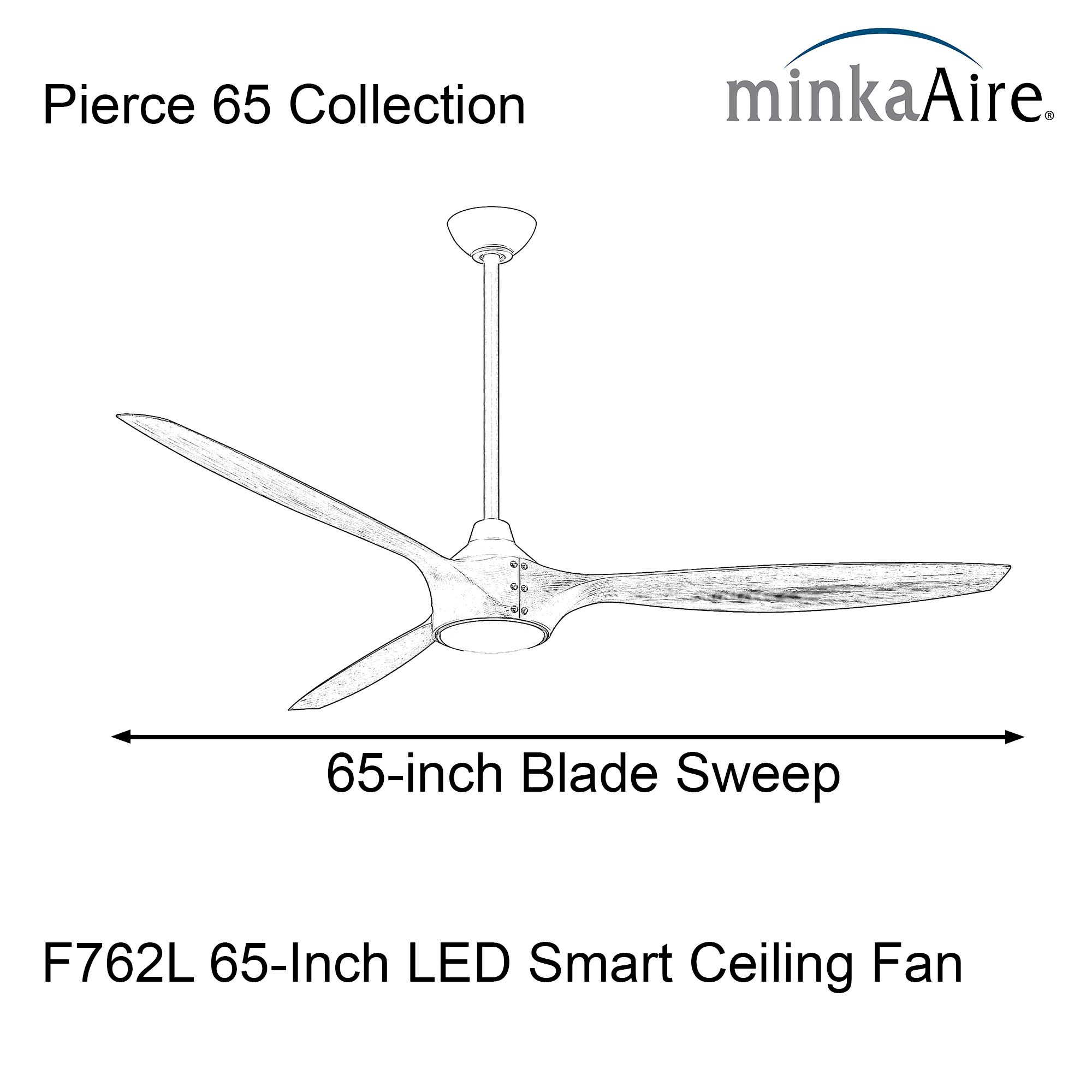 64" Pierce Brushed Nickel LED Ceiling Fan with Koa Blades