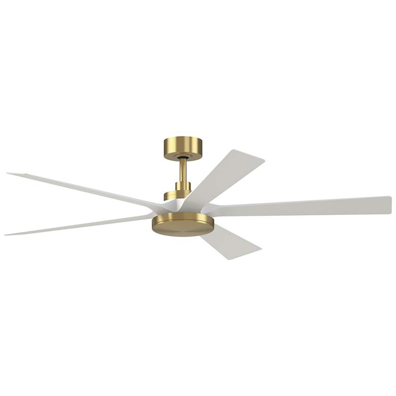 Image 1 64" TorchAire Fanimation Brass and White Ceiling Fan with Remote
