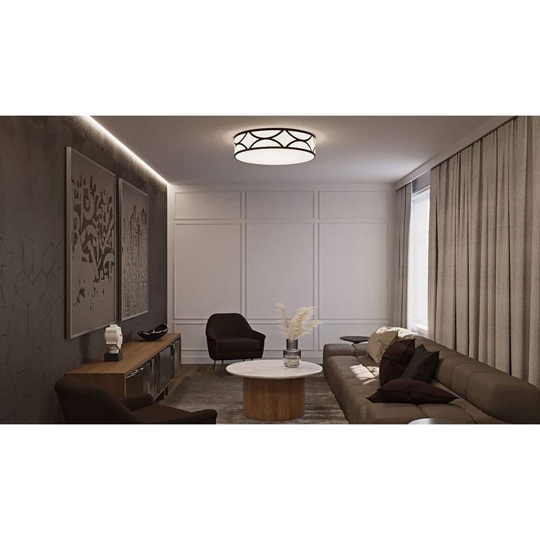 Image 1 Lake 16" Wide Black Drum Ceiling Light in scene