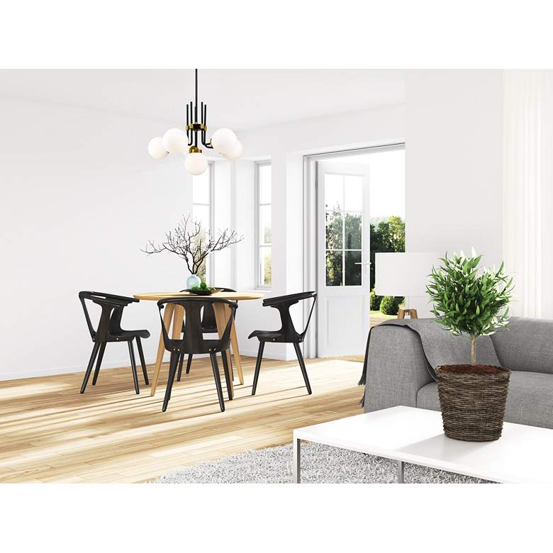 Image 1 Parsons 27"W Matte Black and Olde Brass 6-Light Chandelier in scene