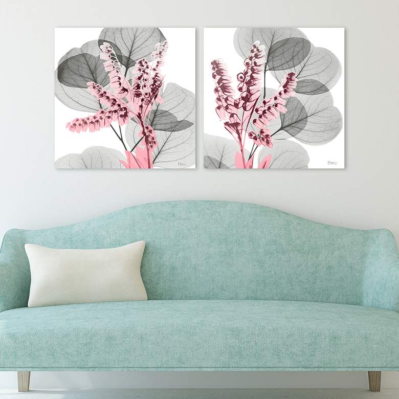 Image 1 Eucalyptus Bush 1 and 2 48" Wide 2-Piece Glass Wall Art Set in scene