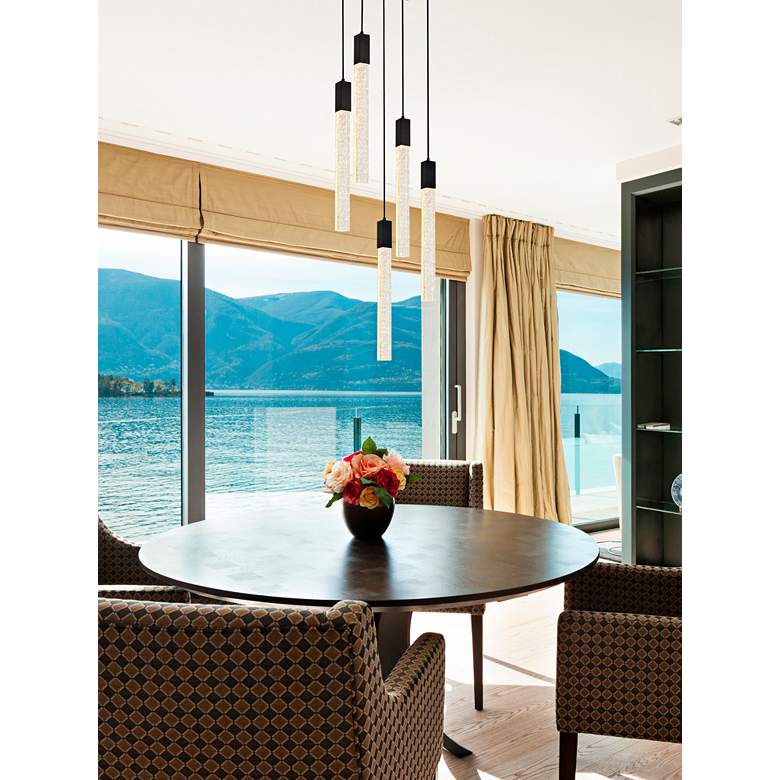 Image 1 Weston 16" Wide Black Metal Crystal 5-Light Pendant in scene