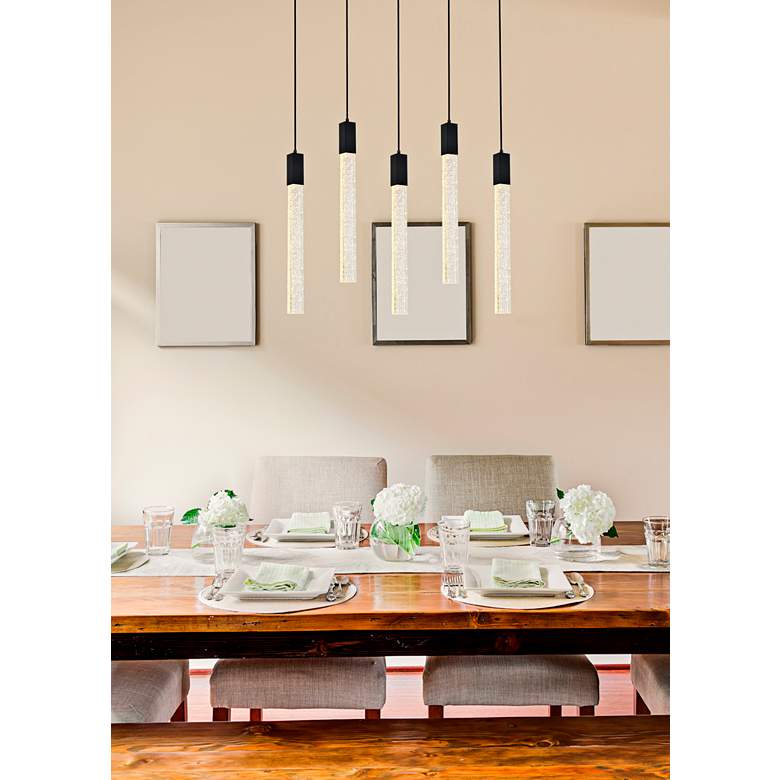 Image 1 Weston 36" Wide Black and Crystal Multi-Light Pendant in scene