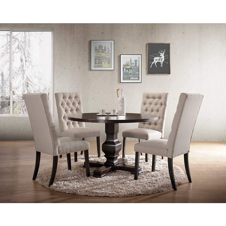 Image 1 Kirsten 47 1/4 inchW Espresso Wood Round Dining Pedestal Table in scene