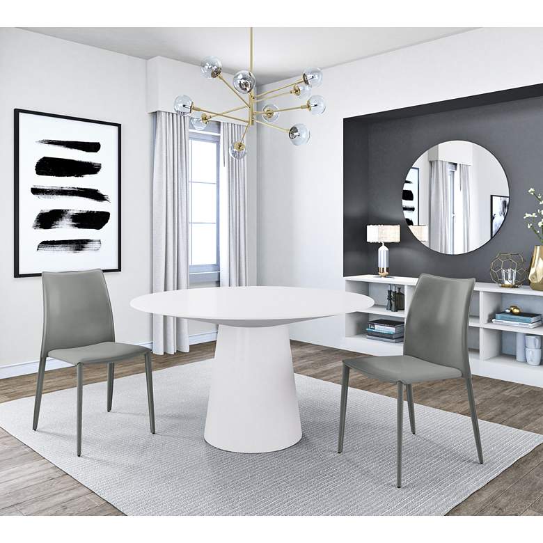 Image 1 Wesley 53" Wide White Lacquered Wood Round Dining Table in scene