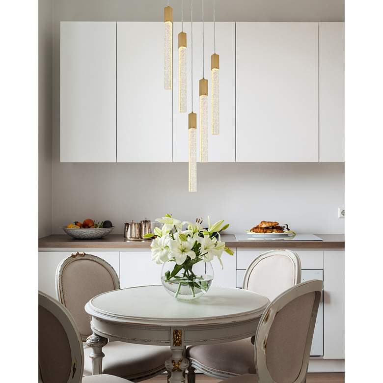 Image 1 Weston 20" Wide Satin Gold Metal Crystal 5-Light Pendant in scene