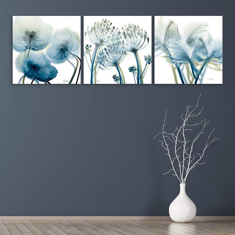 Image 1 Unfocused Beauty 72" Wide 3-Piece Glass Wall Art Set in scene