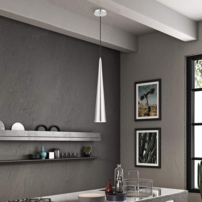Image 1 Noho 5 1/4" Wide Brushed Aluminum Mini Pendant in scene